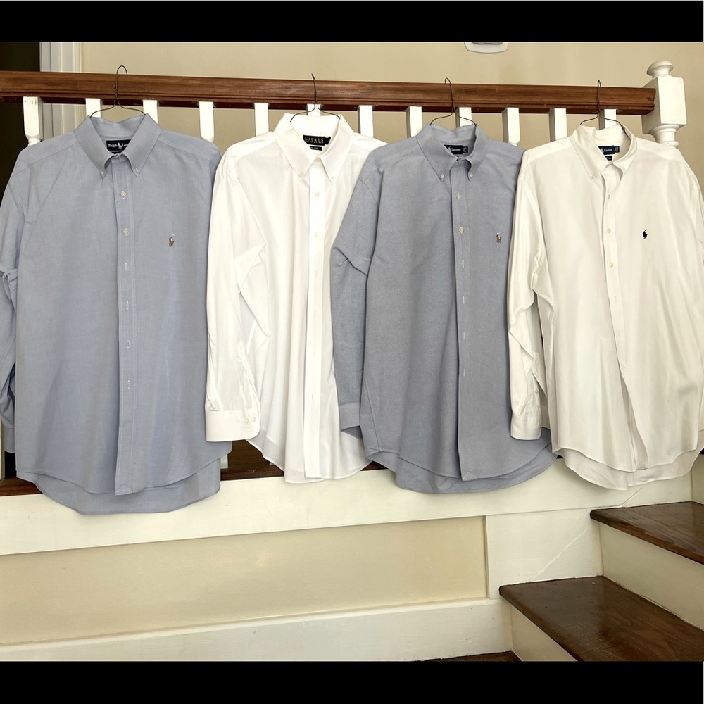 Lot of 4 Ralph Lauren Polo Men’s Dress shirts, size 17.5, 34-35